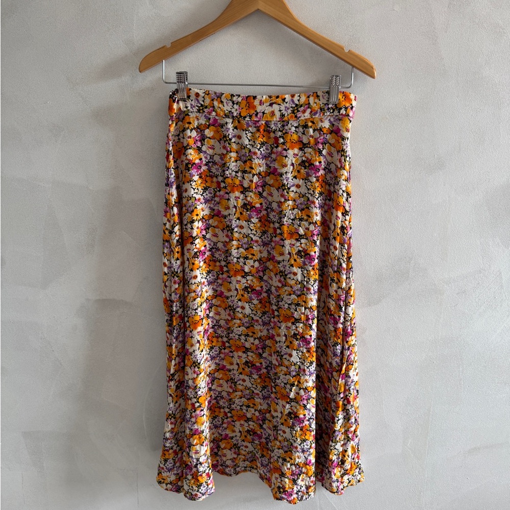 Amour Vert - Floral Print Midi Skirt - Size M